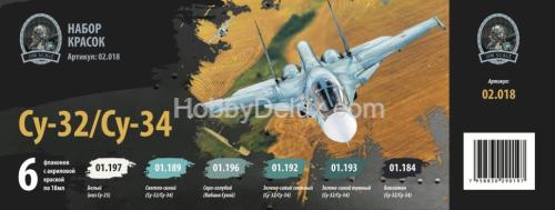 Набор акриловых красок Jim Scale &quot;Су-32, Су-34&quot;