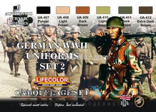 Набор красок Life Color -  GERMAN WWII UNIFORMS SET #2