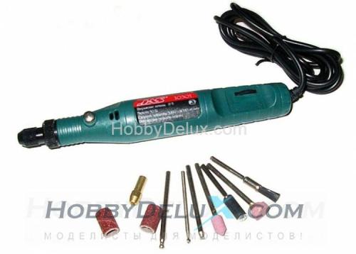 Бормашина, 18 В, 5000-14000 об/мин. и набор расходных принадлежностей, 11 предметов, блистер