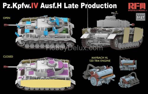 Сборная модель танка Sd.Kfz.161/1 Panzerkampfwagen IV Ausf.H поздний (с двигателем и рабочими траками)