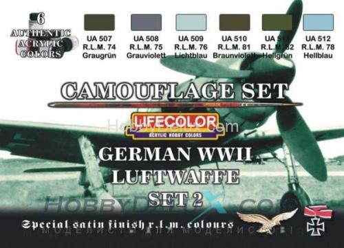 Набор красок Life Color -  GERMAN WWII LUFTWAFFE SET #2