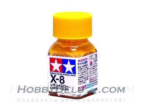 Краска эмалевая Tamiya - X-8 Lemon Yellow 80008