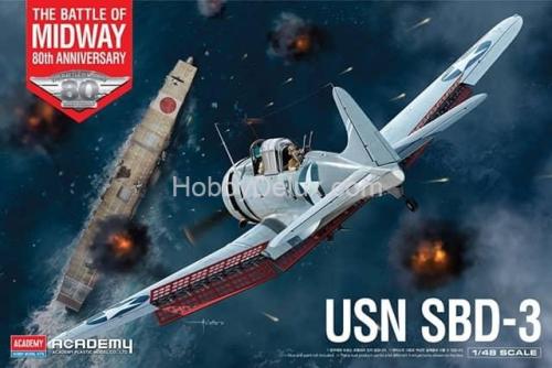 Academy 12345 1/48 Пикирующий бомбардировщик USN SBD-3 The Battle of Midway 80th Anniversary