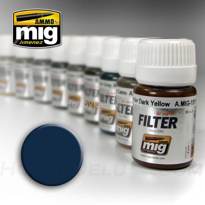 AMMO of Mig AMIG1509  BLUE FOR DARK GREY - Фильтр "Синий для темно-серого" 
