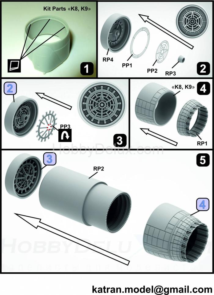 KATRAN 4807 Сопла двигателя F-14A Tomcat (открытые) KAT4807