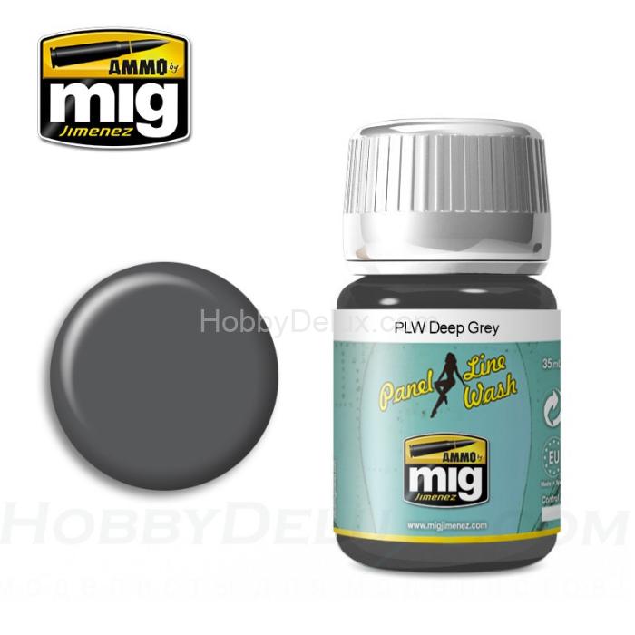 AMMO of Mig AMIG1602  PANEL LINE WASH DEEP GREY - Смывка для стыков панелей 