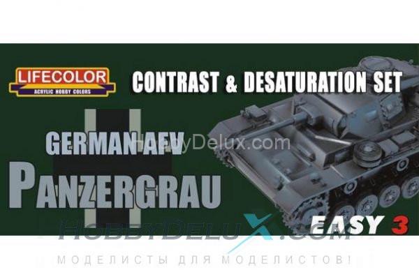 Набор красок Life Color -  EASY3 CONTRAST AND DESATURATION SET Panzergrau MS02