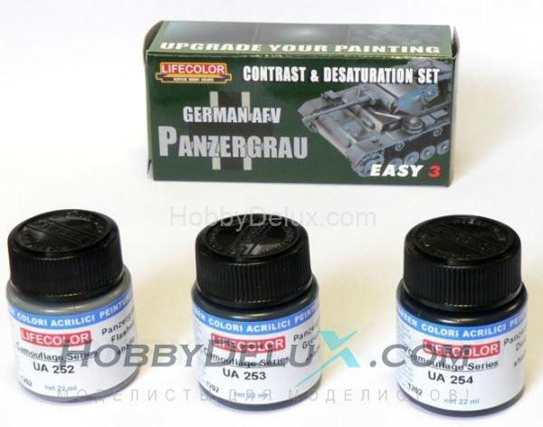 Набор красок Life Color -  EASY3 CONTRAST AND DESATURATION SET Panzergrau MS02