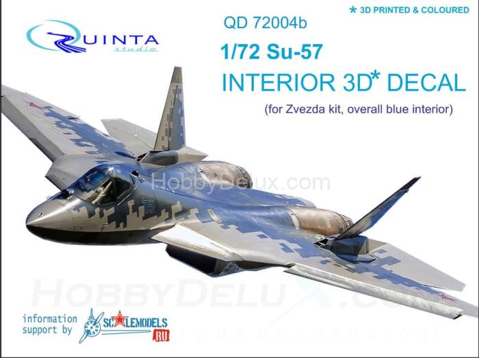 3D Декаль интерьера кабины Су-57 (голубые панели) QD72004b