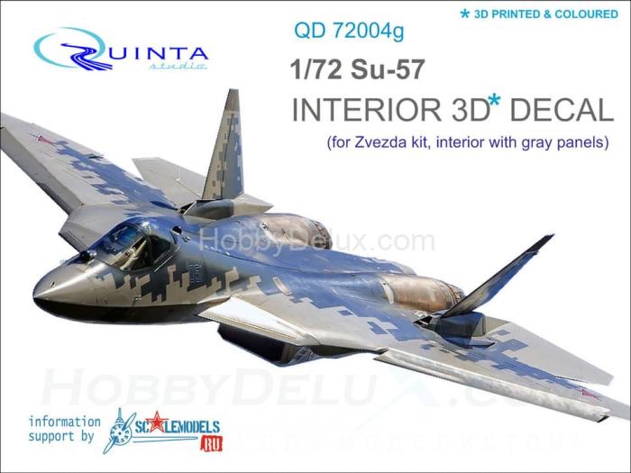 3D Декаль интерьера кабины Су-57 (серые панели) QD72004g