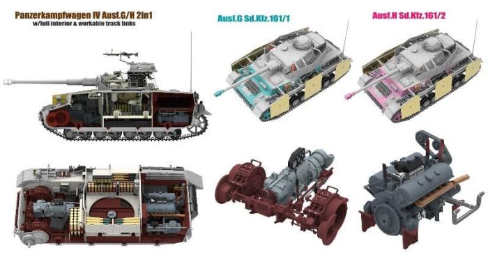 RFM (RYEFIELD MODEL) RM5055 1:35 Немецкий средний танк Pz.kpfw.IV Ausf.G/H 2 в 1 с полным интерьером 