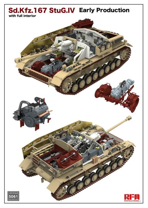 Немецкая самоходно-артиллерийская установка Sd.Kfz.167 StuG.IV, раннего производства с полным интерьером и рабочими траками