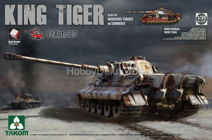 Takom 2047 1/35 KING Tiger Pz.ABT.505 Sd.Kfz.182 Henschel Turret w/Zimmerit TAK2047
