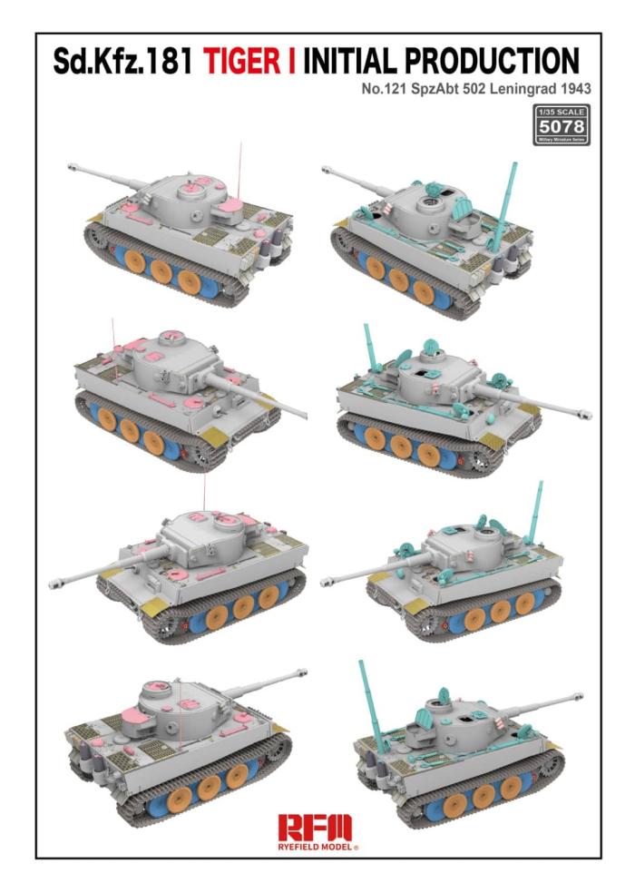 RFM (RYEFIELD MODEL) RM5078 1:35 Немецкий танк Sd.KfZ.181 Tiger I, первая серия №121, Ленинград 1943 г., с рабочими траками