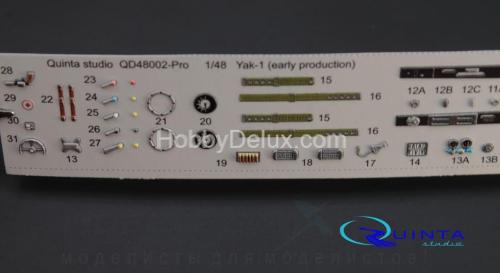 3D Декаль интерьера кабины Як-1 (ранние серии) (для модели Моделсвит/ЮФ)3