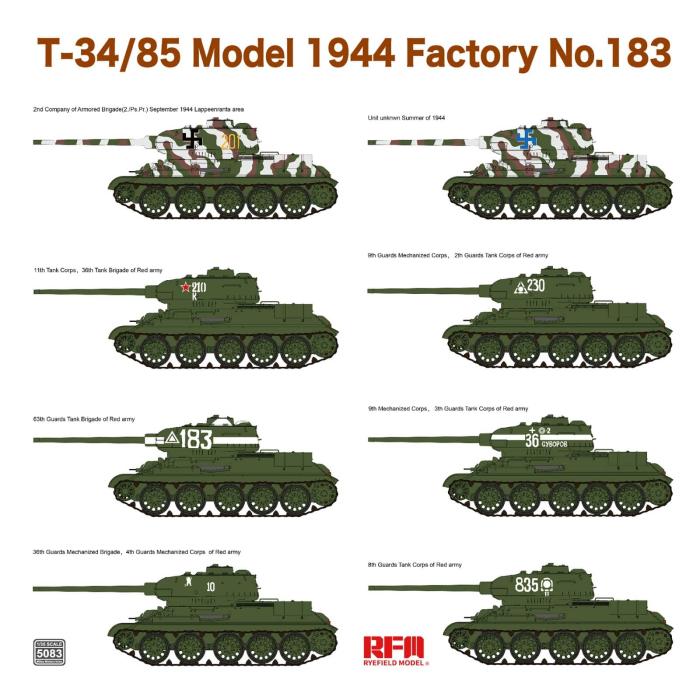 RFM (RYEFIELD MODEL) RM5083 1:35 Советский танк Т-34/85 обр.1944 г., завод №183