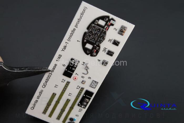 3D Декаль интерьера кабины Як-1 (средние серии) (для модели Моделсвит/ЮФ)2 QD48003-Base