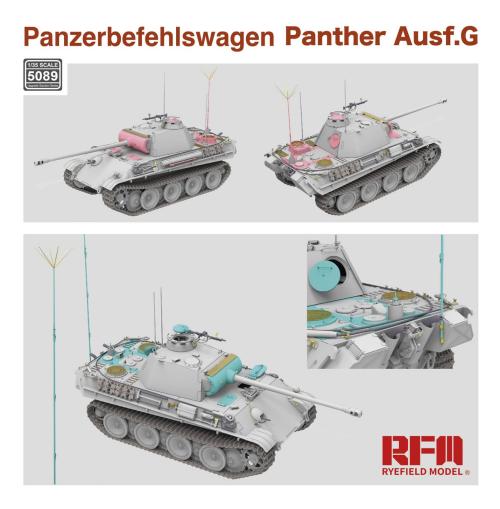 Немецкий средний танк Panzerbefehlswagen Panther Ausf.G с рабочими траками