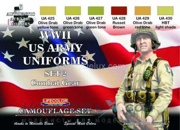 Набор красок Life Color -  WWII US ARMY UNIFORMS COLOURS SET #2 CS18