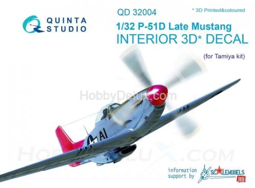 3D Декаль интерьера кабины P-51D поздний для модели Tamiya
