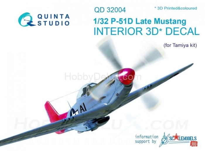 3D Декаль интерьера кабины P-51D поздний для модели Tamiya QD32004