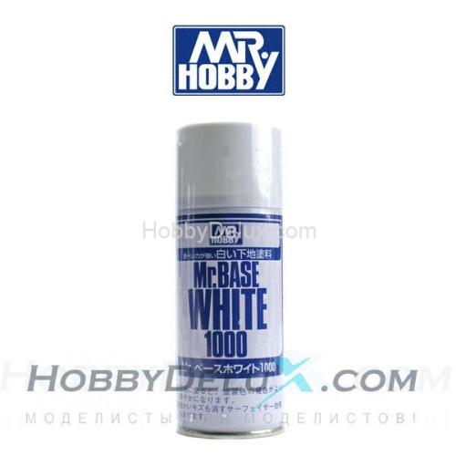 Грунтовка в баллончиках Mr.BASE WHITE 1000 180 мл.