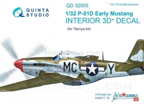 3D Декаль интерьера кабины P-51D ранний для модели Tamiya