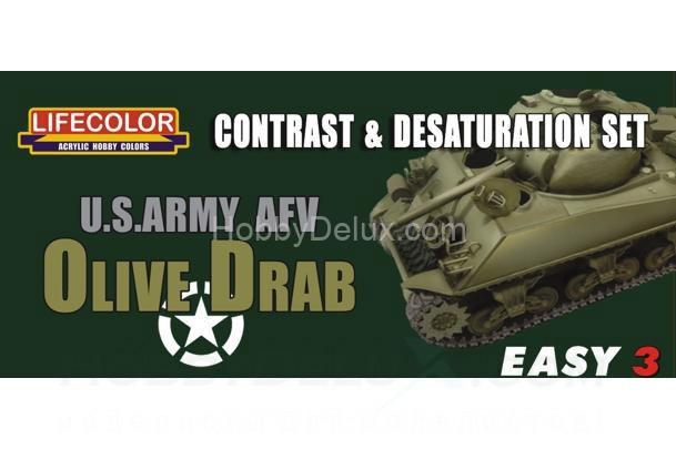 Набор красок Life Color - EASY3 CONTRAST AND DESATURATION SET US Army Olive Drab MS03