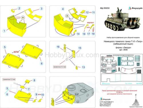 Набор фототравления для Sd.Kfz.181 Tiger. Забашенный ящик стандартный