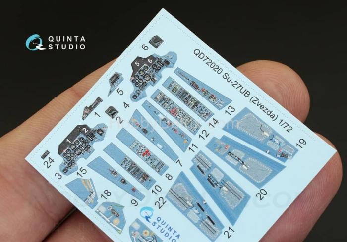 3D Декаль интерьера кабины Су-27УБ для модели Звезда QD72020