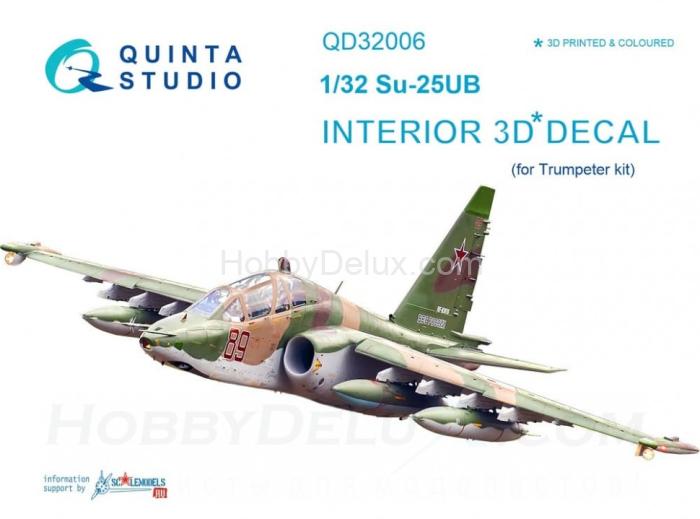 3D Декаль интерьера кабины Су-25УБ для модели Трубач QD32006