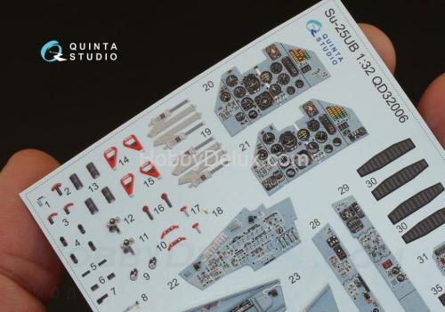 3D Декаль интерьера кабины Су-25УБ для модели Трубач