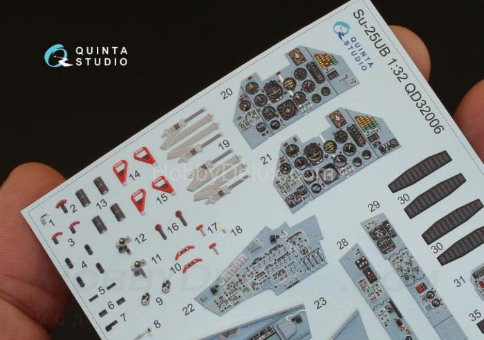 3D Декаль интерьера кабины Су-25УБ для модели Трубач QD32006