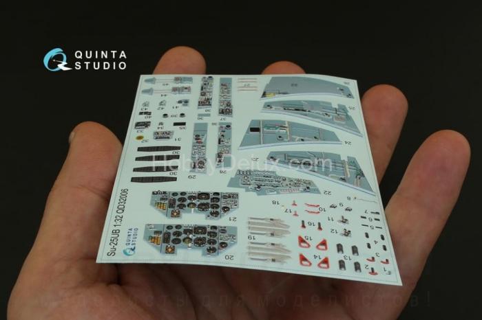 3D Декаль интерьера кабины Су-25УБ для модели Трубач QD32006