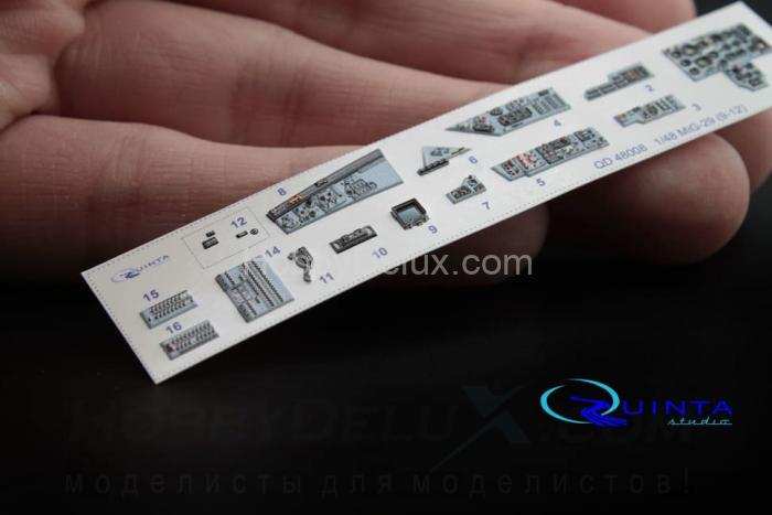 3D Декаль интерьера кабины МиГ-29 (9-12)  (для модели GWH) QD48008