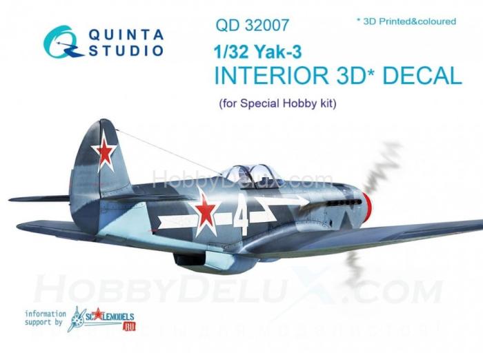 3D Декаль интерьера кабины Як-3 для модели Special Hobby QD32007