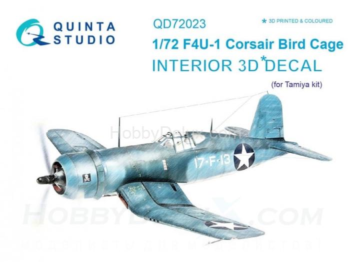3D Декаль интерьера кабины F4U-1 Corsair , Bird cage, для модели Tamiya QD72023