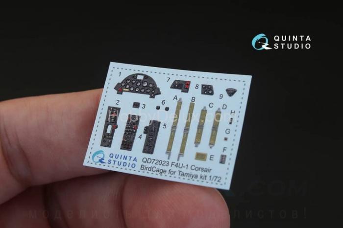 3D Декаль интерьера кабины F4U-1 Corsair , Bird cage, для модели Tamiya QD72023