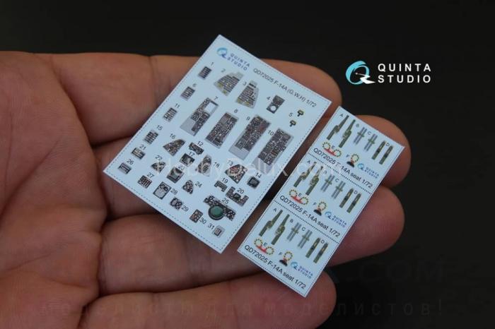 3D Декаль интерьера кабины F-14A для модели GWH QD72025