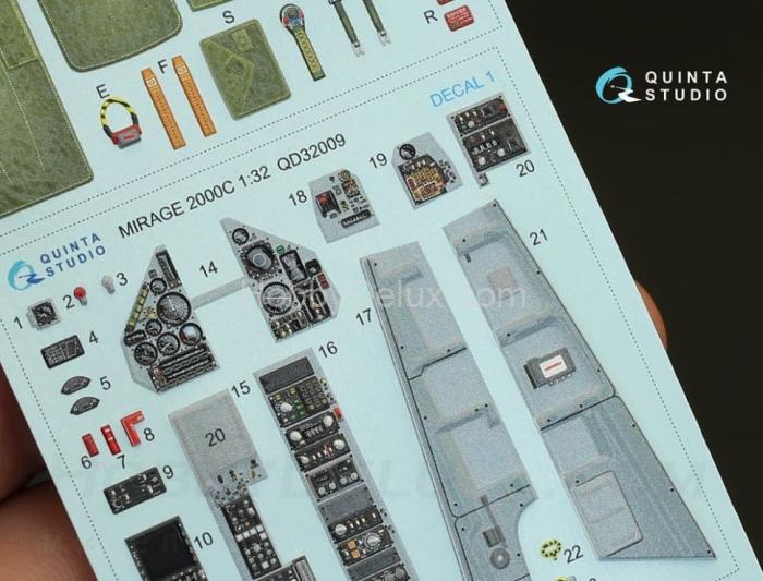 3D Декаль интерьера кабины Mirage 2000C для модели Kitty Hawk QD32009