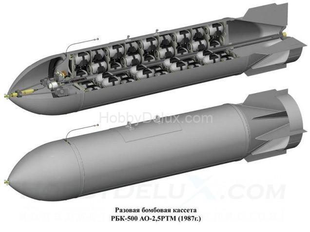 РБК-500 ПТАБ-1, разовая бомбовая кассета калибра 500 кг с противотанковыми кумулятивными боевыми элементами (в комплекте две РБК-500). AMC48025