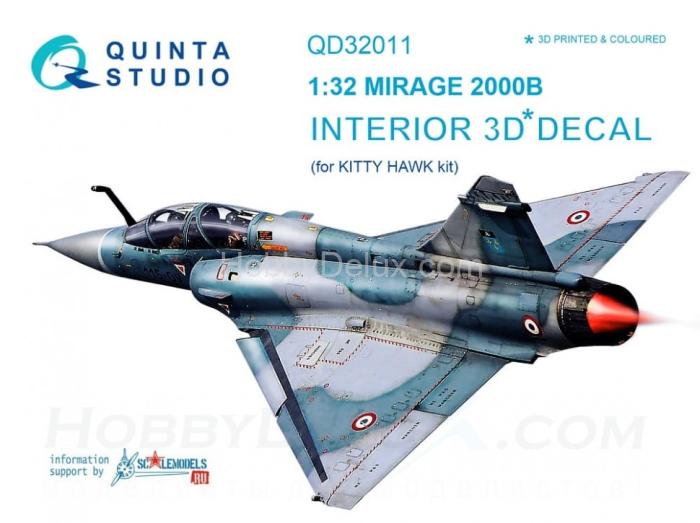 3D Декаль интерьера кабины Mirage 2000B для модели Kitty Hawk QD32011
