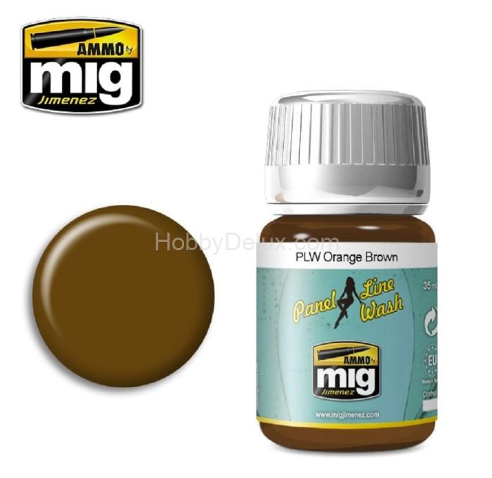 Смывка Ammo Mig PLW ORANGE BROWN (смывка для стыков панелей, оранжево-коричневый цвет) AMIG1616