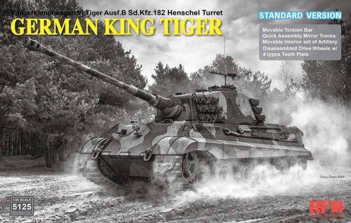 RFM (RYEFIELD MODEL) RM5125 1:35 Сборная модель немецкий тяжелый танк Sd.Kfz.182 Tiger Ausf.B King Tiger (турель Henschel), стандартная версия 