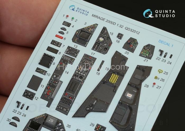 3D Декаль интерьера кабины Mirage 2000D для модели Kitty Hawk QD32012