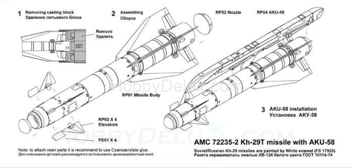 Авиационная управляемая ракета Х-29Т с пусковой АКУ-58-1 AMC72235-2