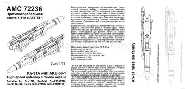 Авиационная управляемая ракета Х-31А с пусковой АКУ-58-1 AMC72236