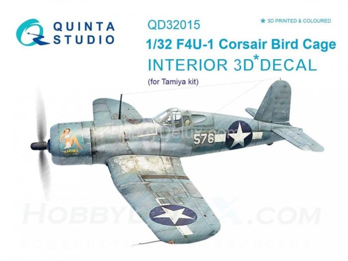 3D Декаль интерьера кабины F4U-1 Corsair Bird cage для модели Tamiya QD32015