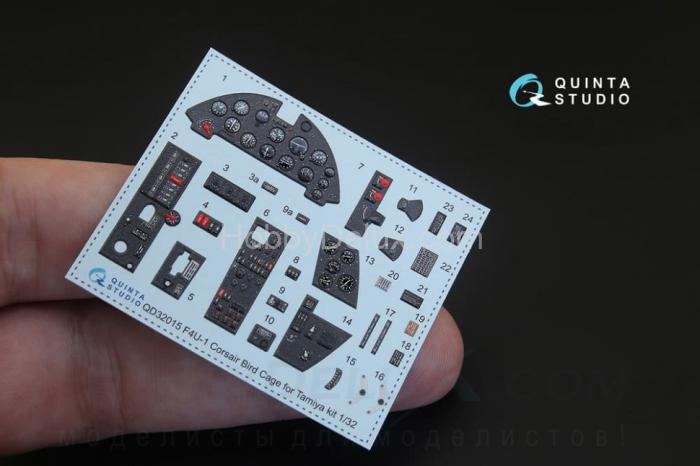 3D Декаль интерьера кабины F4U-1 Corsair Bird cage для модели Tamiya QD32015